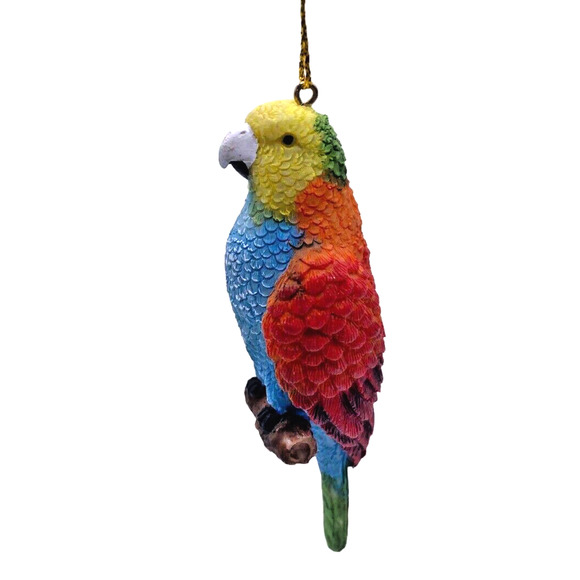 Parrot Christmas Ornament Resin Colorful Detailed Bird Tropical Beach 4" - Picture 1 of 8